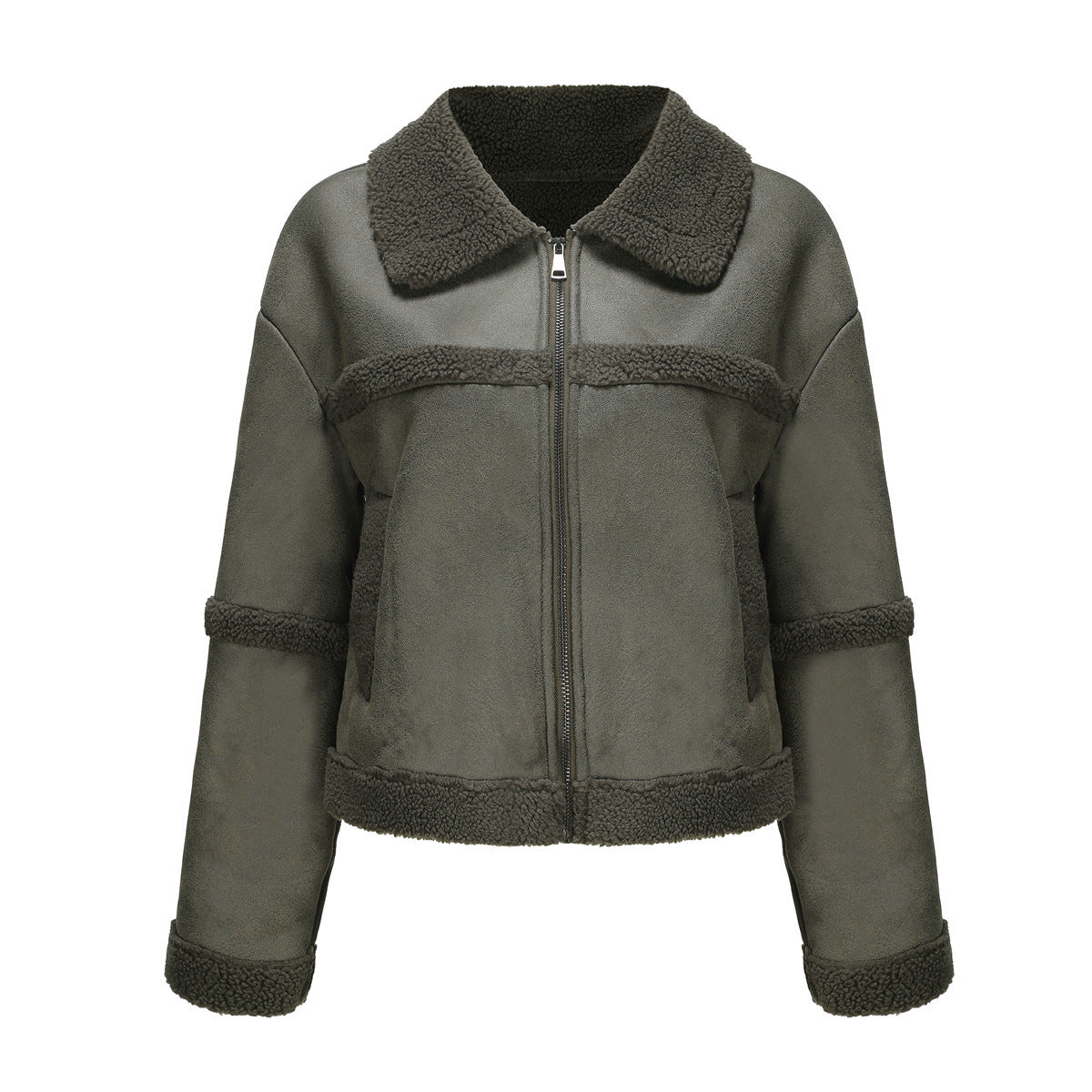 Damen Modische Warme Lederjacke