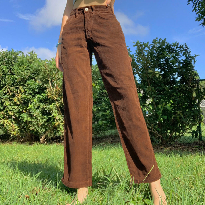 Retro Braune Hose mit hoher Taille