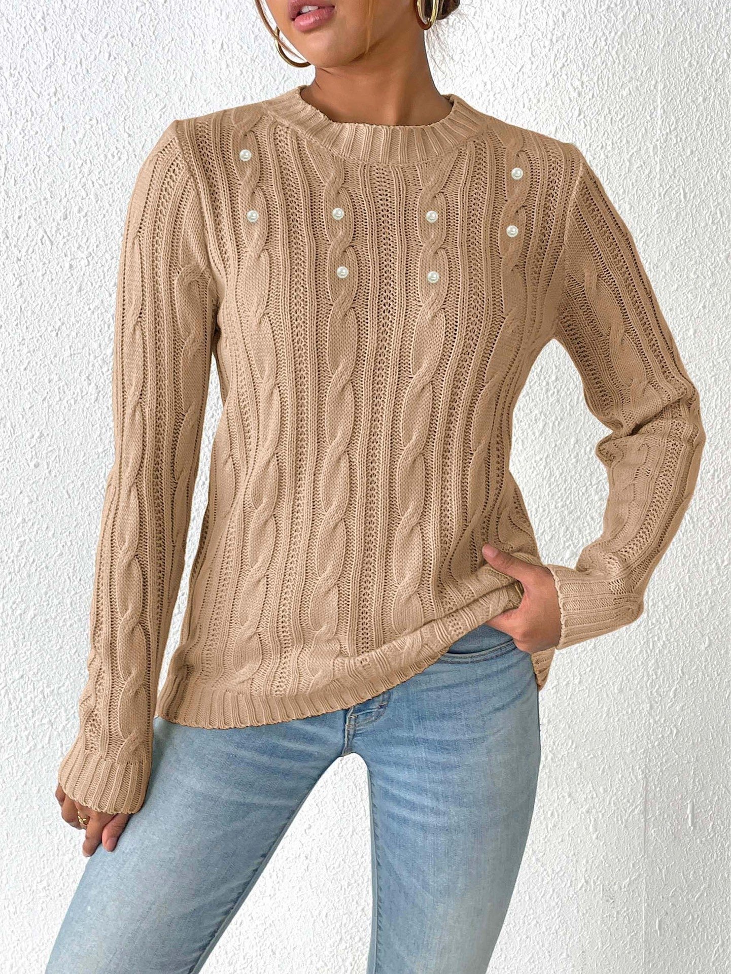 Einfacher Perlen-Pullover für Frauen