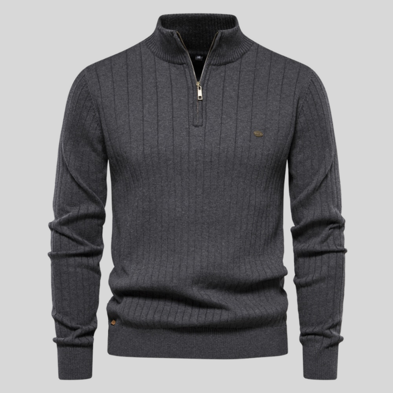 LIAM™ | Muscle Fit Lässig gerippter Pullover