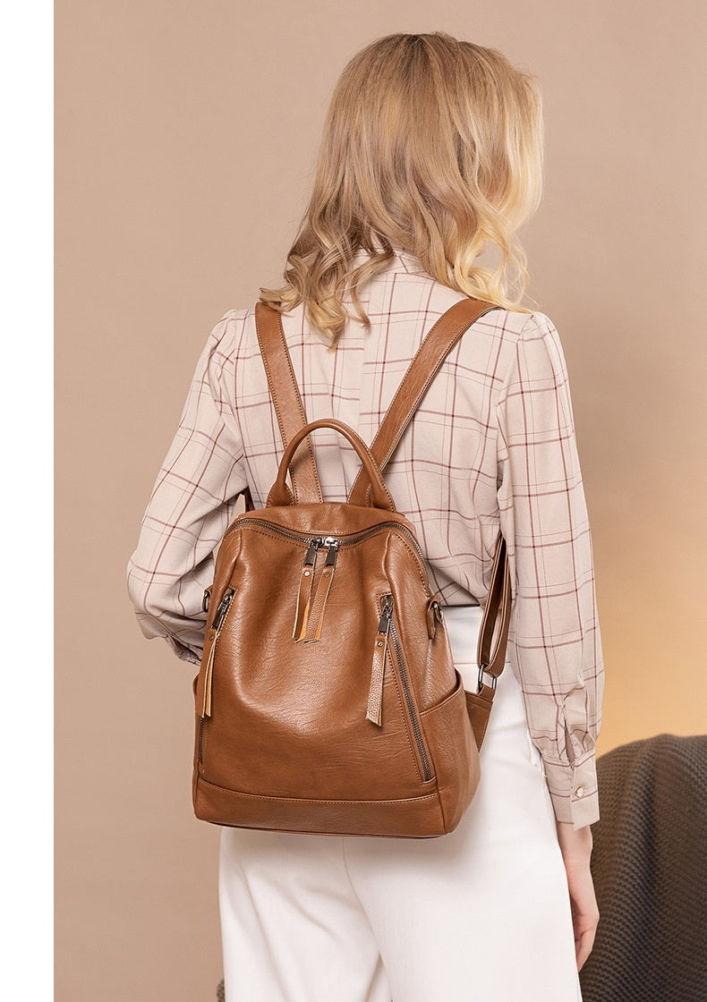 Frauen Minimalistischer Lederrucksack