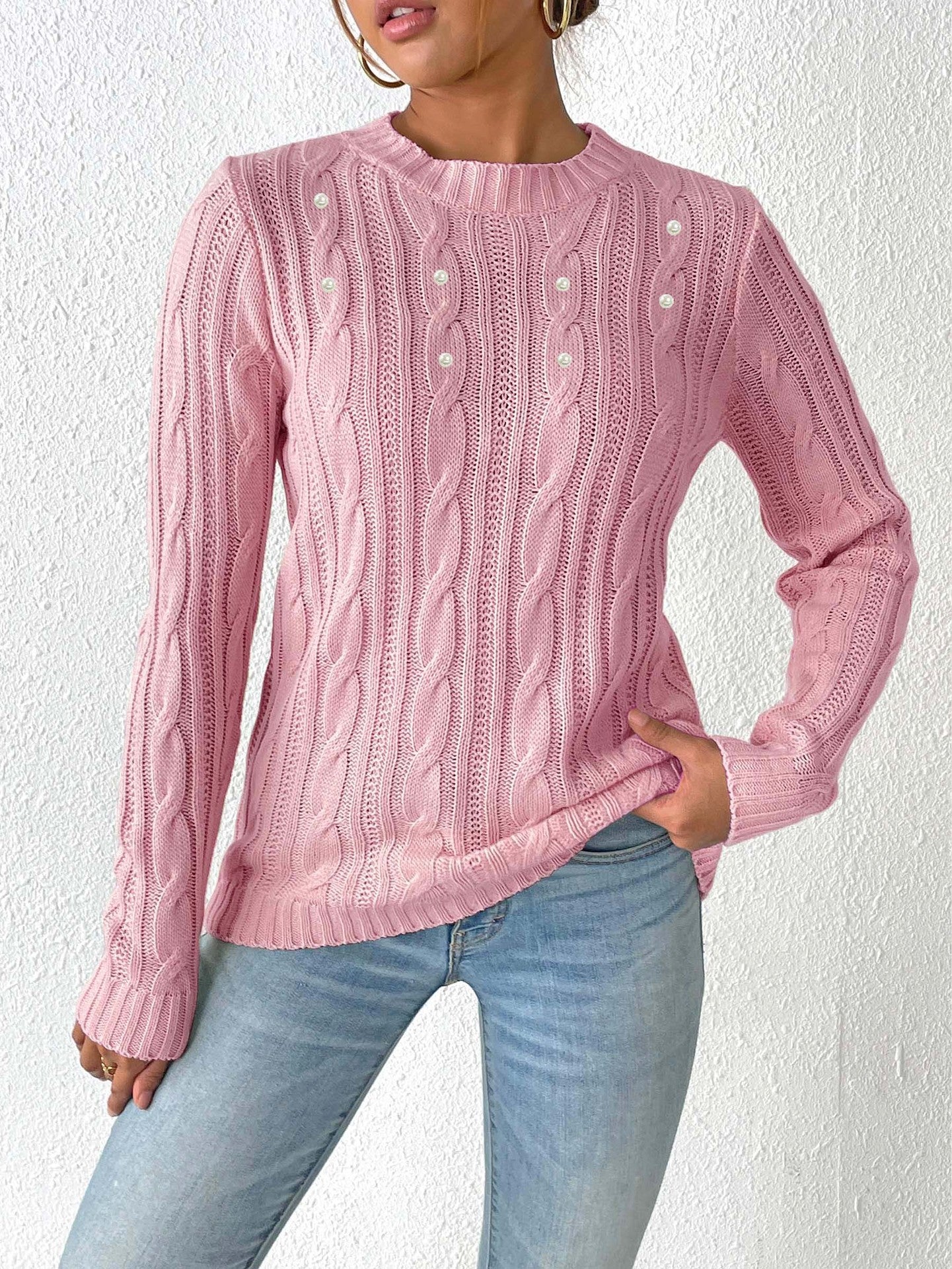 Einfacher Perlen-Pullover für Frauen