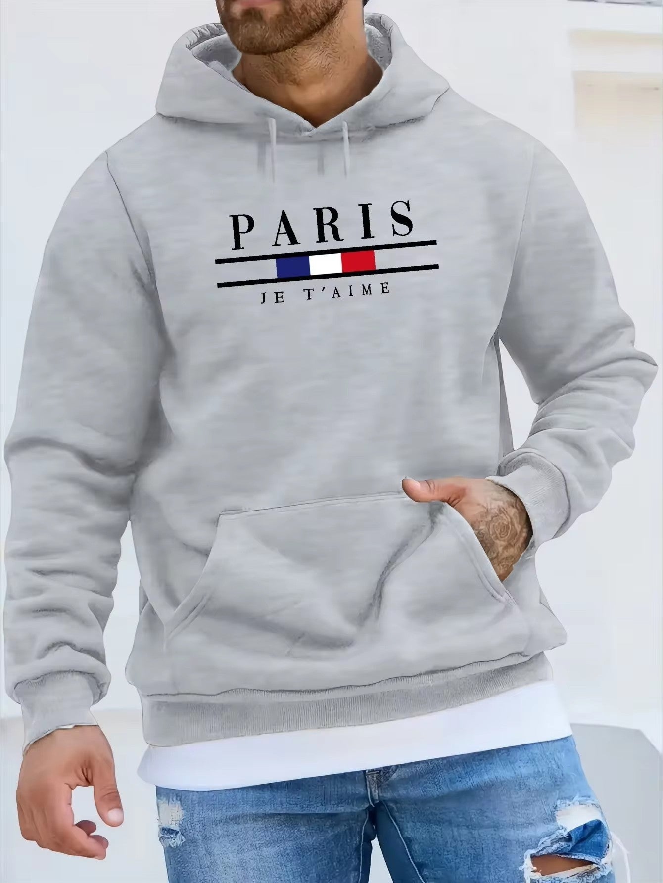 Paris vibe Langärmeliger, locker sitzender Hoodie