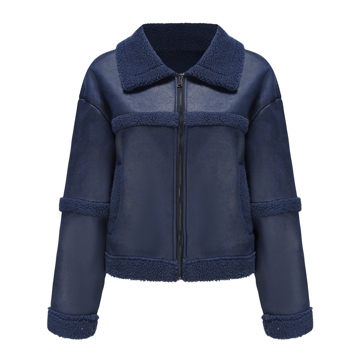 Damen Modische Warme Lederjacke