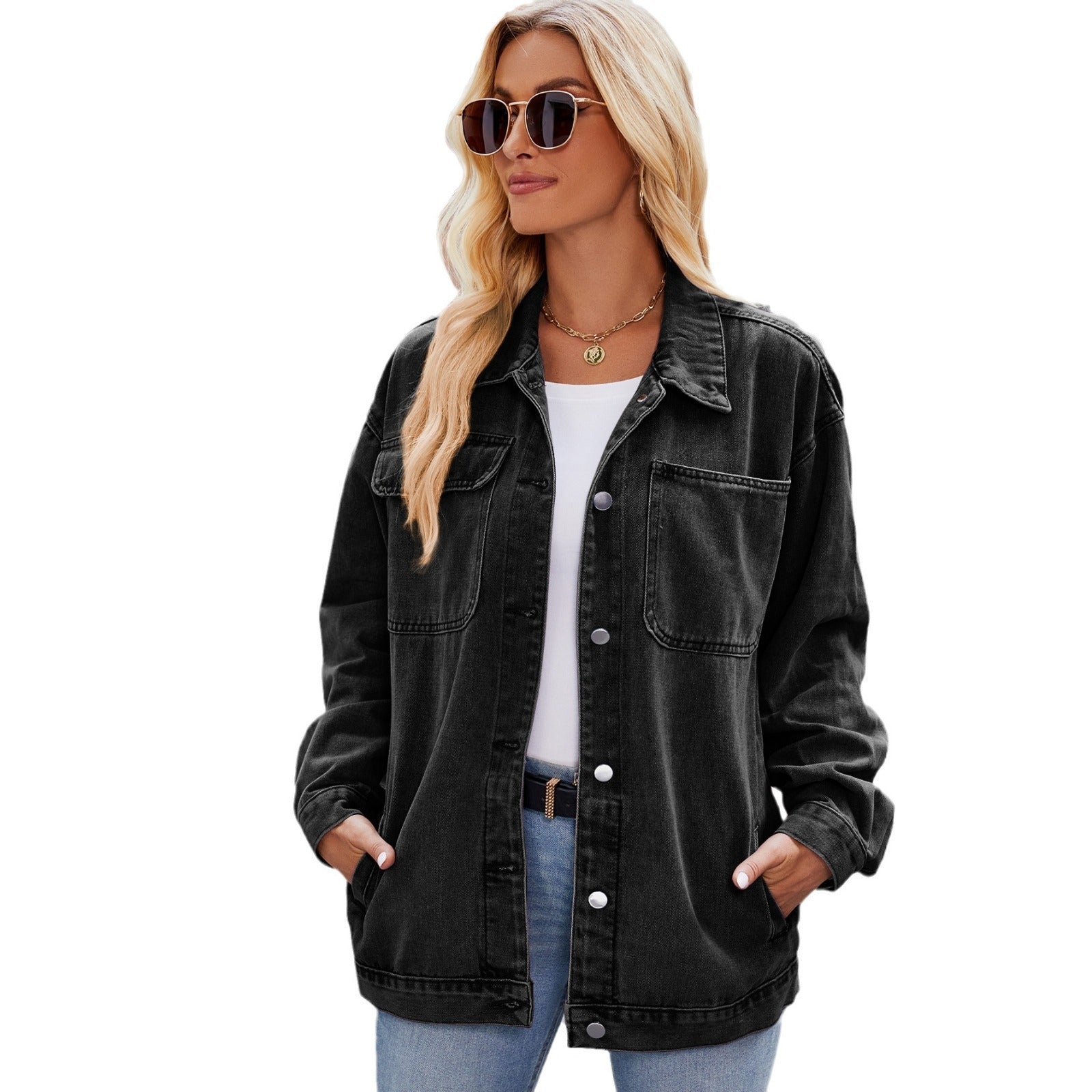 Retro Washed Denim Jacke