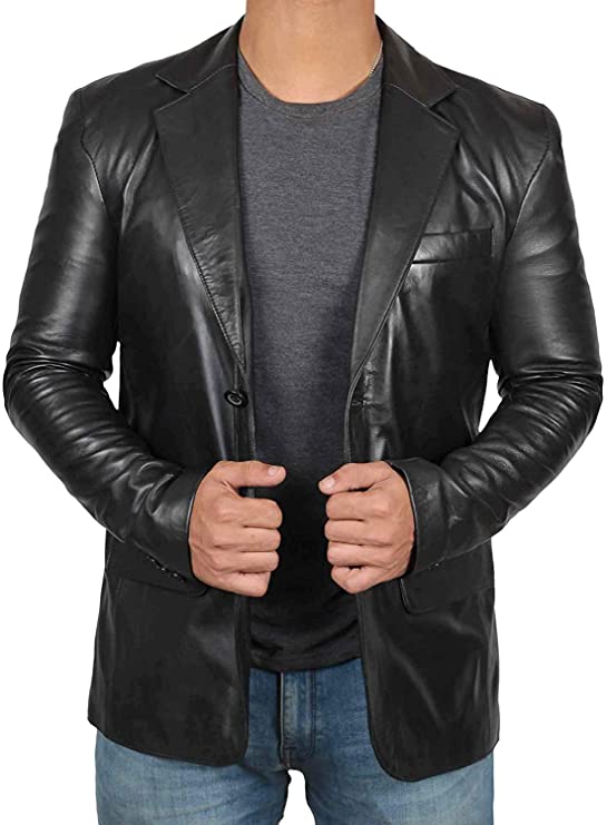 Herren Leder Blazer Jacke