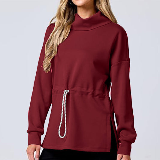 Damen Pullover mit Tunnelzug und enger Taille