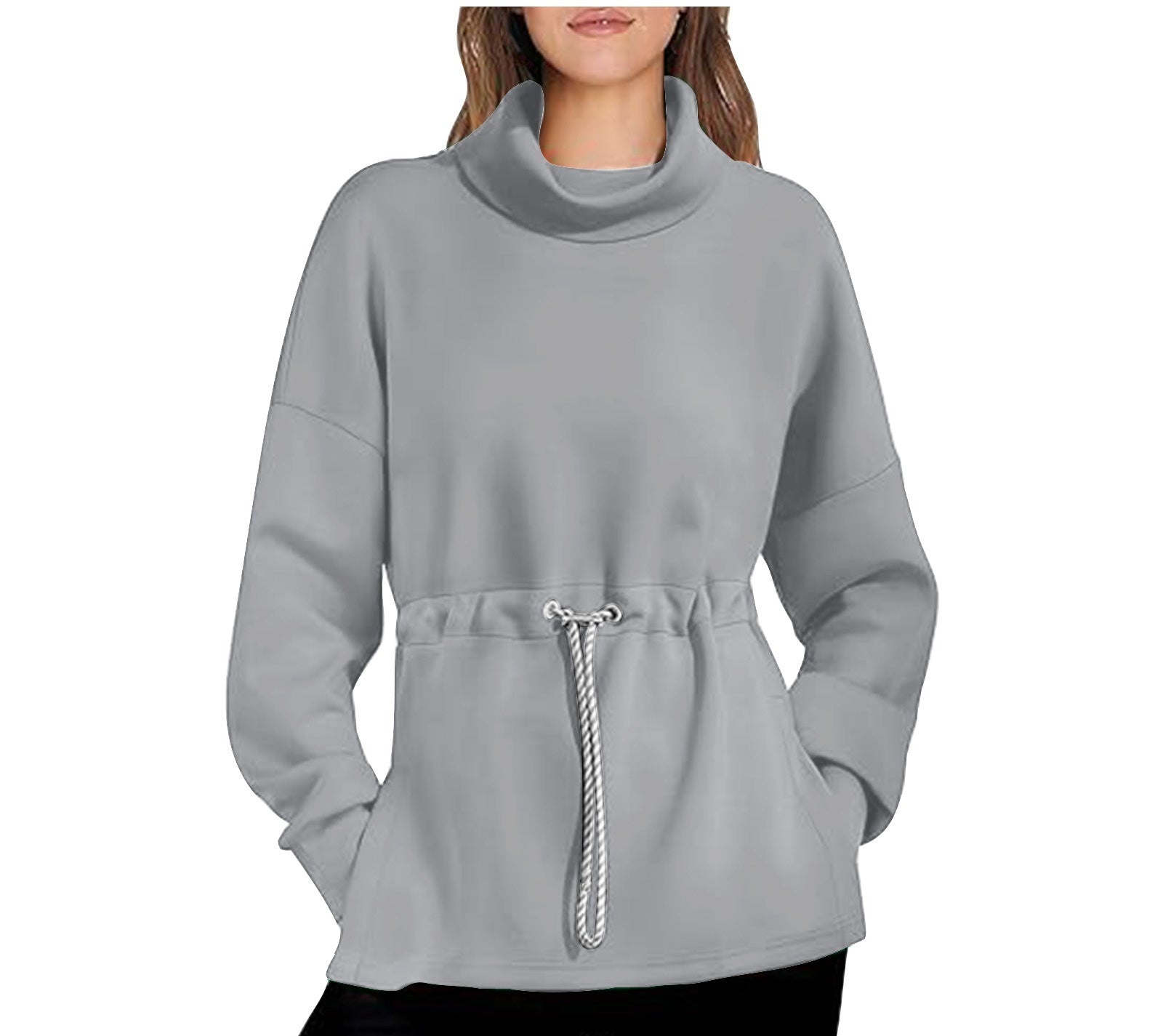 Damen Pullover mit Tunnelzug und enger Taille