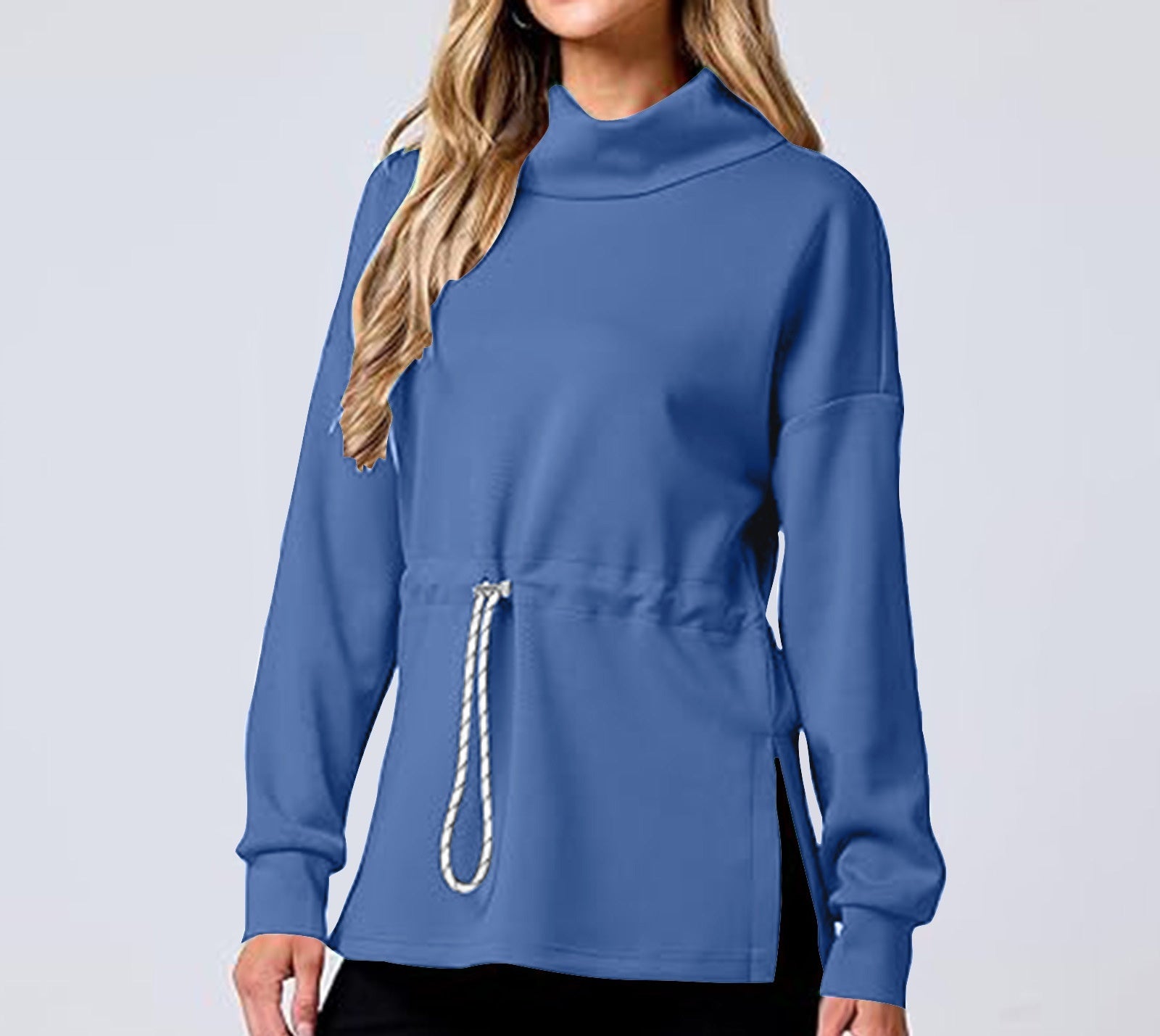 Damen Pullover mit Tunnelzug und enger Taille