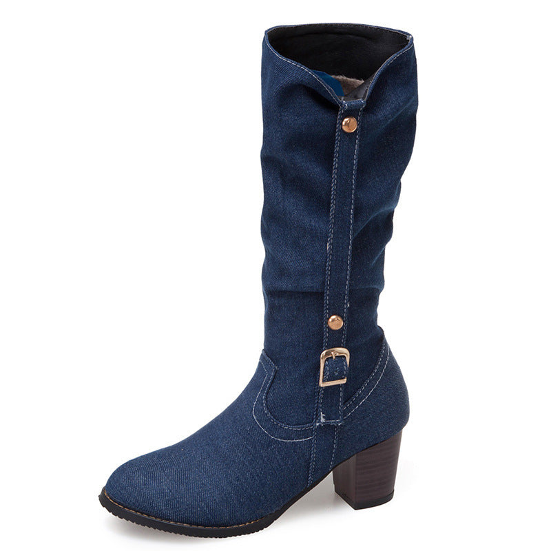 Denim Frauen hohe Stiefel