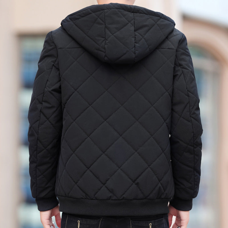 Fleece Diamond Plaid Cotton-padded Jacket