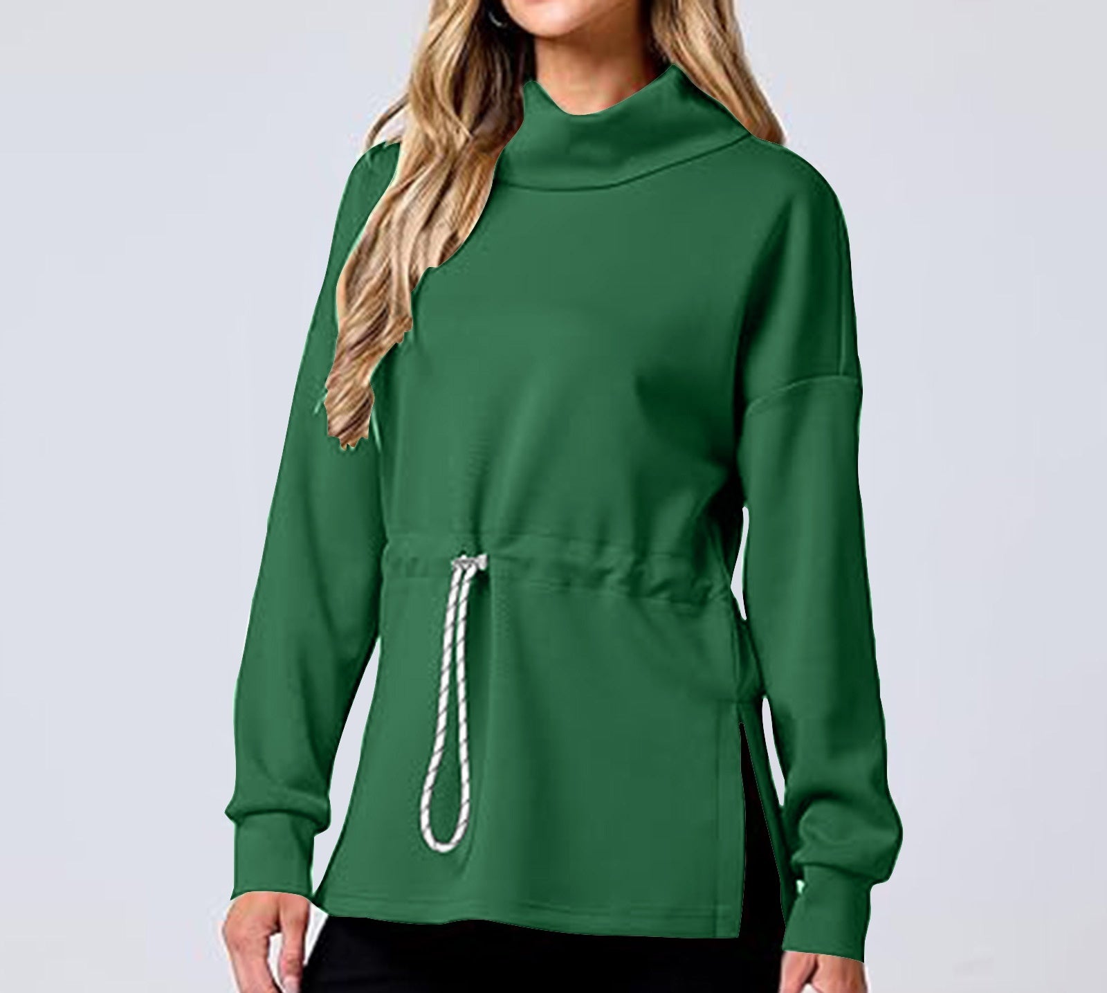 Damen Pullover mit Tunnelzug und enger Taille